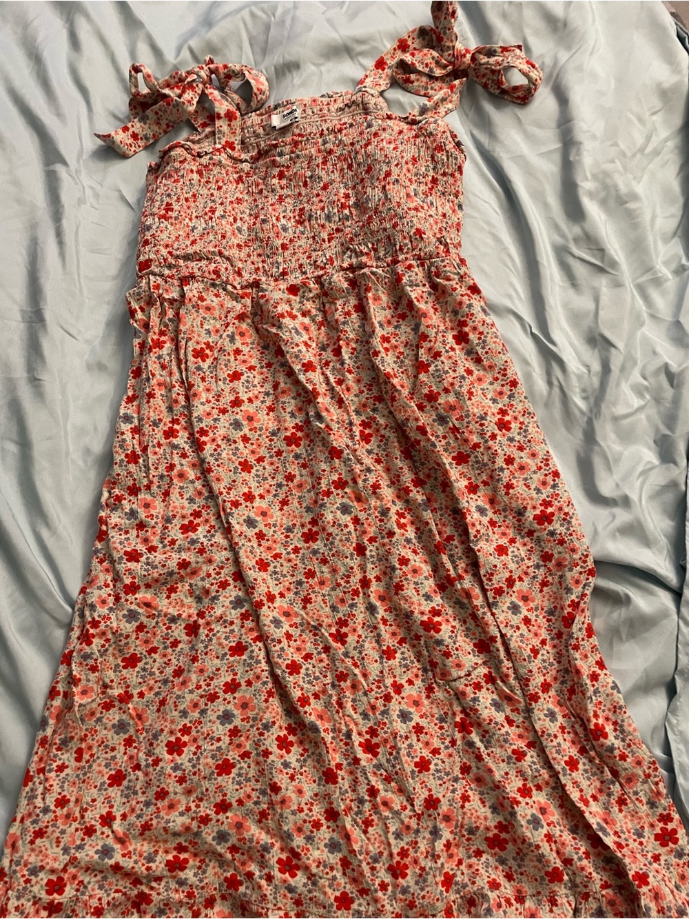 Sonoma Red Floral Maxi Dress with Tie Straps